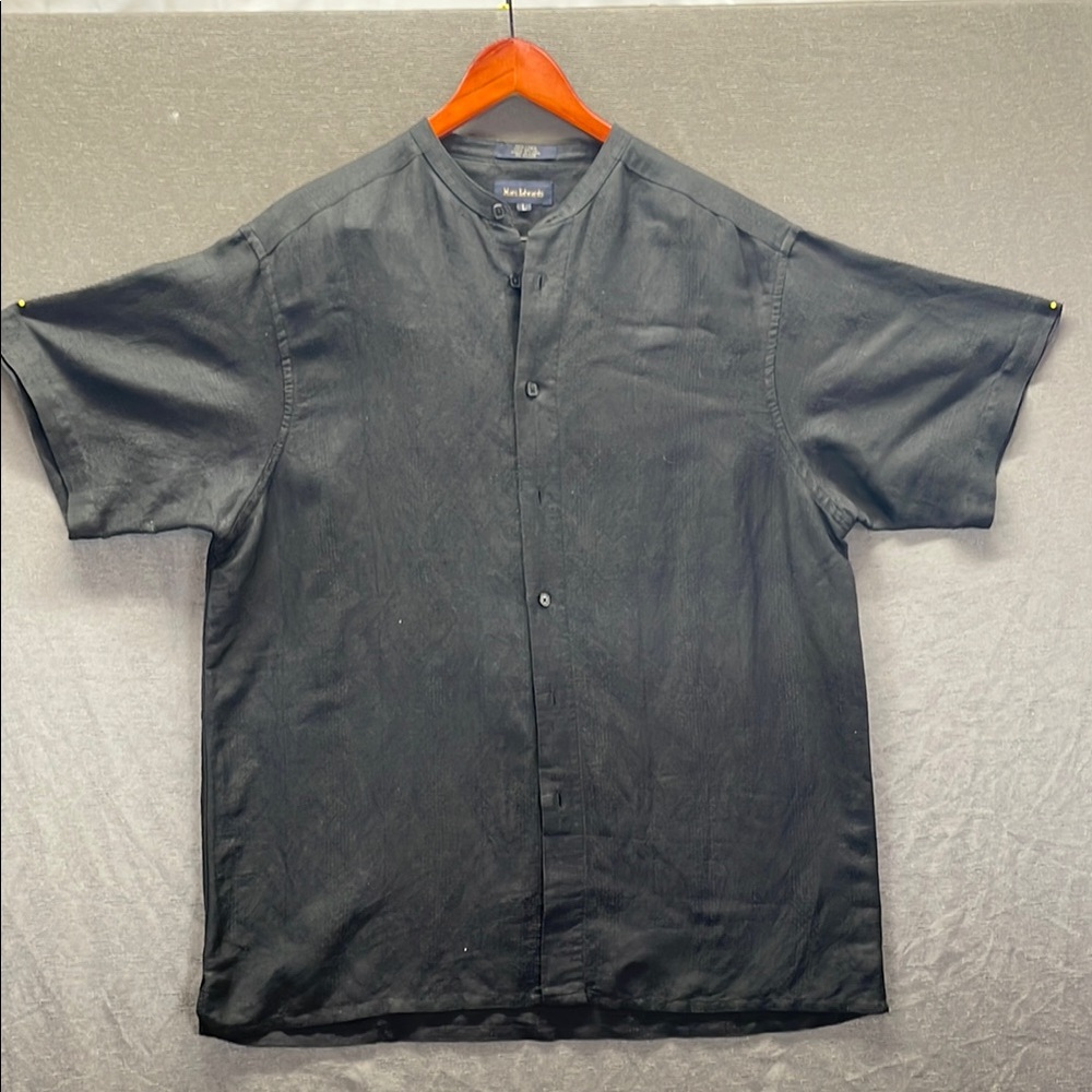 Marc Edwards Men's Black Casual Button‎ Down Shirt 55% Linen
